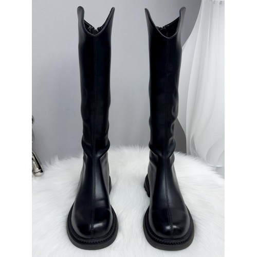 薄底顯瘦長筒騎士靴女2025年冬季胖妹妹加肥加大碼高筒靴V口長靴