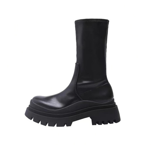 厚底高級感炸街小短靴女2026年新款網紅爆款秋冬小個子顯高瘦瘦靴