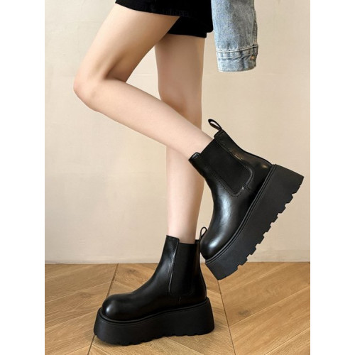 厚底2025年秋冬靴女新款女靴冬英倫風厚底短靴加絨菸筒靴子時尚