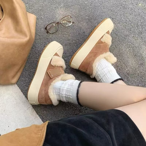 歐洲站2024冬季羊毛毛鞋女加絨保暖棉鞋真皮厚底休閒板鞋女雪地靴 歐洲站2024冬季羊毛毛鞋女加絨保暖棉鞋真皮厚底休閒板鞋女雪地靴