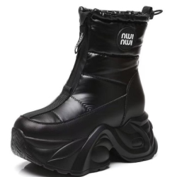 防水棉鞋女冬季2025新款小個子厚底增高休閒百搭加絨保暖雪地靴潮