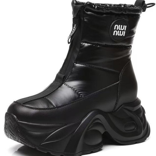 防水棉鞋女冬季2025新款小個子厚底增高休閒百搭加絨保暖雪地靴潮