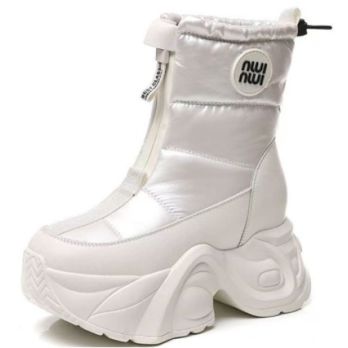 防水棉鞋女冬季2025新款小個子厚底增高休閒百搭加絨保暖雪地靴潮