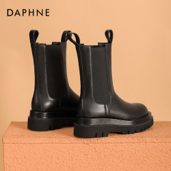 達芙妮菸筒靴女冬季馬丁靴女2026新款切爾西靴女中筒厚底短靴子女
