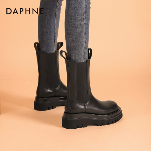 達芙妮菸筒靴女冬季馬丁靴女2026新款切爾西靴女中筒厚底短靴子女 達芙妮菸筒靴女冬季馬丁靴女2026新款切爾西靴女中筒厚底短靴子女