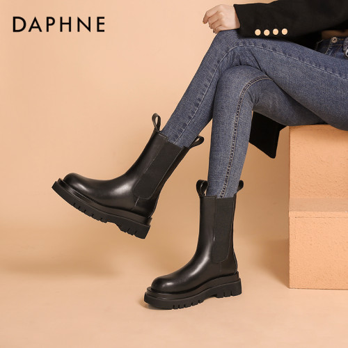 達芙妮菸筒靴女冬季馬丁靴女2026新款切爾西靴女中筒厚底短靴子女 達芙妮菸筒靴女冬季馬丁靴女2026新款切爾西靴女中筒厚底短靴子女