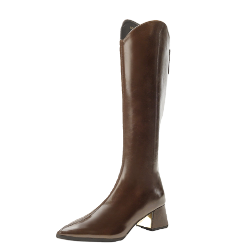 真皮v口顯瘦歐貨爆款騎士靴子女2025新款秋冬高跟長靴高筒長筒靴