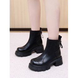 卓詩尼2025秋冬新款厚底馬丁靴女切爾西靴氣質顯瘦復古粗跟短靴女