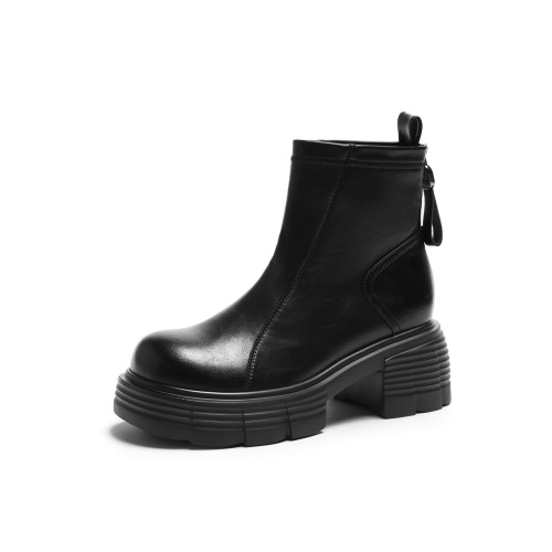 卓詩尼2025秋冬新款厚底馬丁靴女切爾西靴氣質顯瘦復古粗跟短靴女