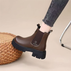 網紅爆款菸筒靴女2025年秋冬新款英倫風切爾西松緊加絨顯瘦馬丁靴