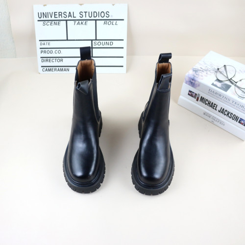 44真皮牛皮秋冬季新款撤櫃單裡粗跟厚底時尚百搭顯瘦女休閒菸筒靴