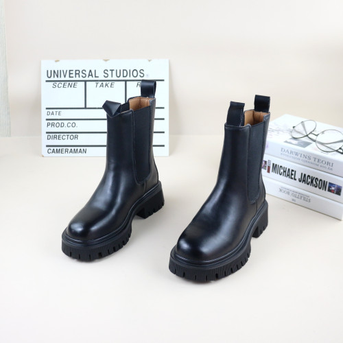 44真皮牛皮秋冬季新款撤櫃單裡粗跟厚底時尚百搭顯瘦女休閒菸筒靴