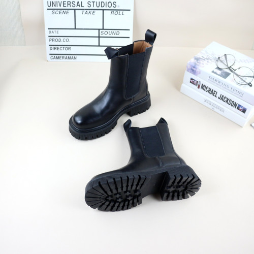 44真皮牛皮秋冬季新款撤櫃單裡粗跟厚底時尚百搭顯瘦女休閒菸筒靴