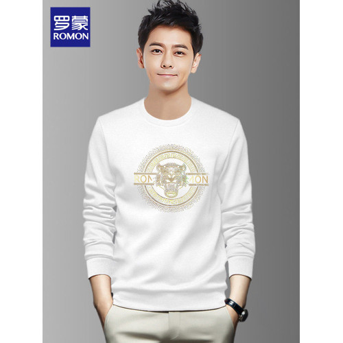 羅矇品牌套頭衛衣男秋冬季2026新款休閒無帽圓領長袖黑色運動上衣