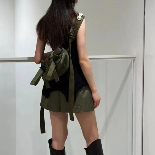 款休閒潮酷甜禧辣妹包珍珠蝴蝶結單肩斜後後背包包多口袋女迷彩打歌服