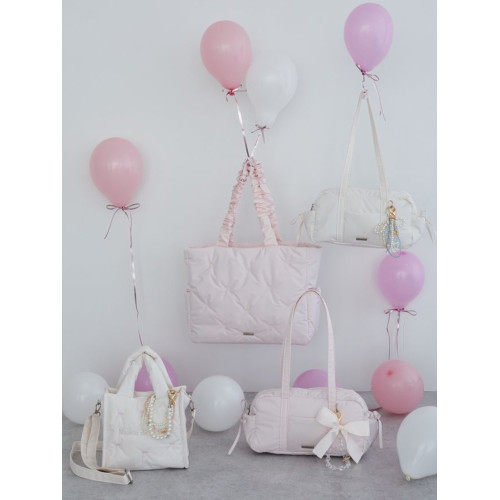 櫻花妹妹日系絲帶羽絨秋冬蓬松少女風格單肩手提斜背Y2K波士頓女