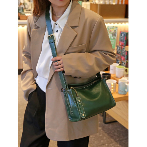 包包女包2026春夏新款真皮大容量單肩斜後後背包高級感寬皮肩帶休閒包