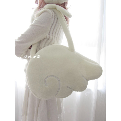 清脆小谿＊Angel&Hug＊原創雪融天使毛絨翅膀包手提單肩造型萌包