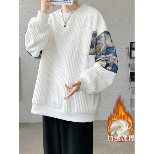 燈芯絨衛衣男女秋冬高級感寬鬆連帽外套絨毛防冰抗皺加厚帽衫大碼