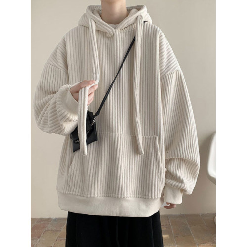 燈芯絨衛衣男女秋冬高級感寬鬆連帽外套絨毛防冰抗皺加厚帽衫大碼