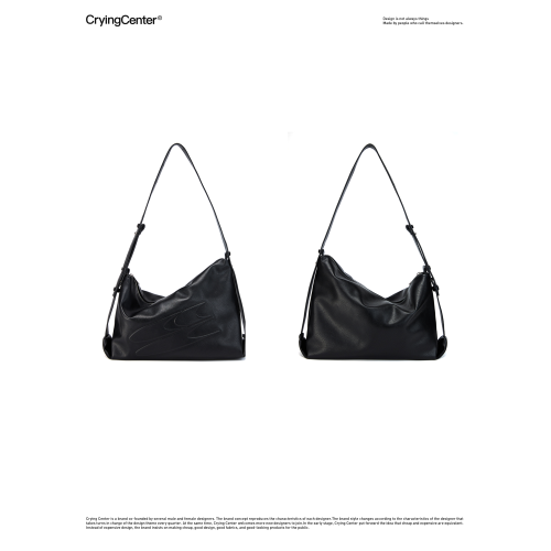CryingCenter油蠟黑皮不規則斜背單肩手提後後背包大容量包日常通勤