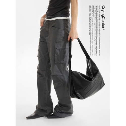 CryingCenter油蠟黑皮不規則斜背單肩手提後後背包大容量包日常通勤