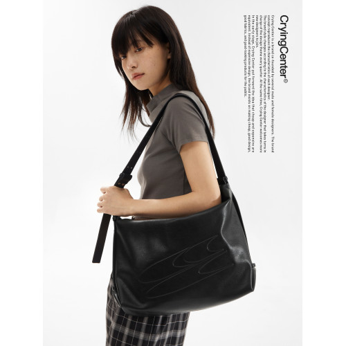 CryingCenter油蠟黑皮不規則斜背單肩手提後後背包大容量包日常通勤