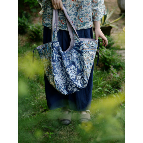 housedesign原創2026休閒復古大容量托特包小衆單肩輕便印花大包