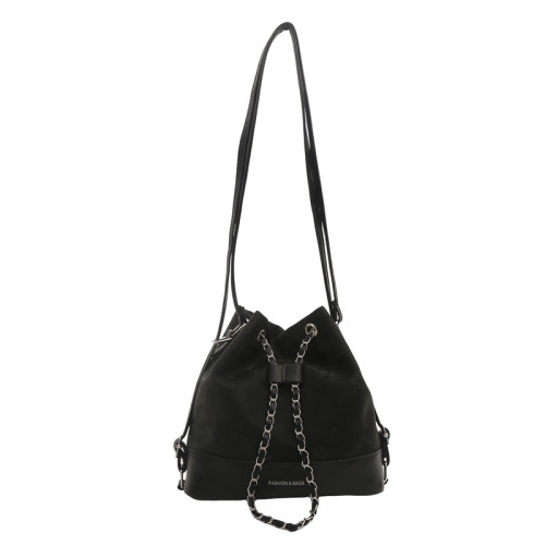 高級感包包女2024新款潮時尚韓版水桶包簡約純色雙肩包洋氣斜後後背包