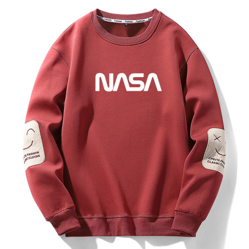 2025新款笑臉帥氣紅色韓版潮流衛衣男外套打底衫秋衣男裝時尚上衣