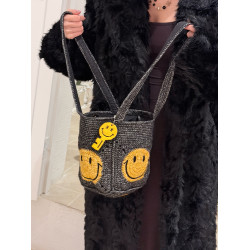 超火韓國小衆手工鉤針可愛笑臉編織包大容量慵懶風通勤日常單肩包