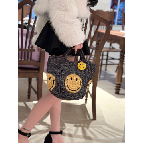 超火韓國小衆手工鉤針可愛笑臉編織包大容量慵懶風通勤日常單肩包