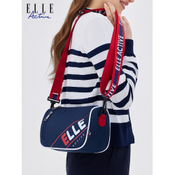 ELLE Active新款女包拼色字母印花尼龍運動斜後後背包休閒百搭單肩包