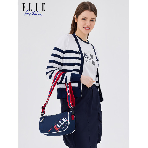 ELLE Active新款女包拼色字母印花尼龍運動斜後後背包休閒百搭單肩包