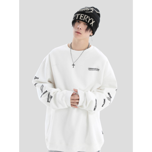 INSstudios 國潮牌情侶美式字母排版印花圓領衛衣寬鬆長袖男