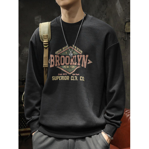 春秋款男裝秋季潮牌圓領衛衣男士長袖T恤上衣秋冬款男款2026新款