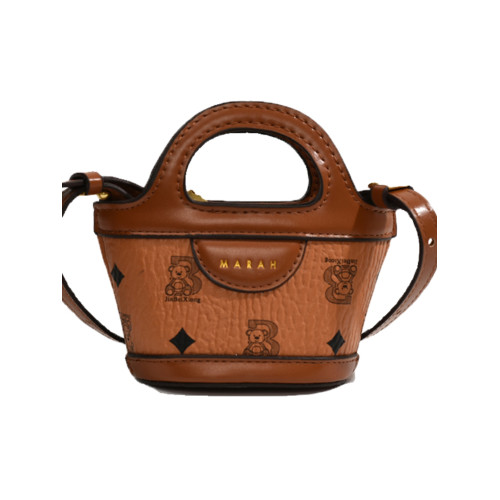 高級感印花迷你小熊手拎菜籃子包包女2024新款時尚洋氣公主水桶包