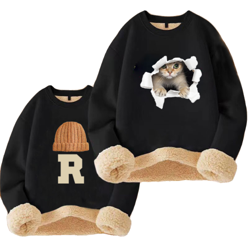 加絨衛衣男秋冬款加厚冬季青少年學生2023新款男款羊羔絨圓領上衣