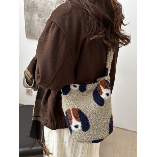 ins羊羔毛單肩包包女2024新款大容量托特包慵懶風百搭通勤斜後後背包 ins羊羔毛單肩包包女2024新款大容量托特包慵懶風百搭通勤斜後後背包