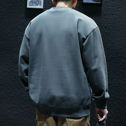 秋冬復古美式加絨加厚衛衣男寬鬆潮牌ins大碼上衣圓領上衣外套男