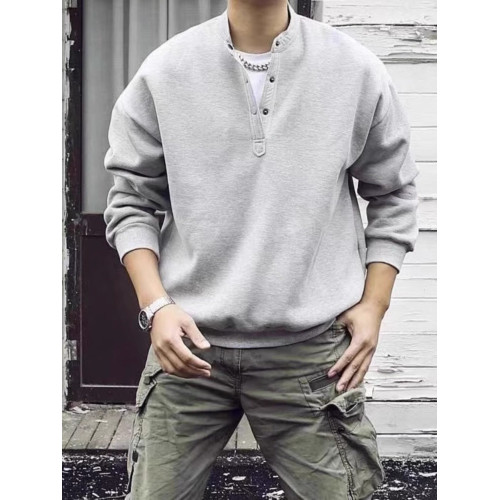 日系復古秋冬男士亨利領長袖打底衫休閒寬鬆套頭衛衣加厚大碼男潮 日系復古秋冬男士亨利領長袖打底衫休閒寬鬆套頭衛衣加厚大碼男潮