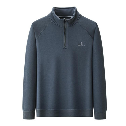 皮爾卡丹冬季新款男士半拉鍊立領衛衣加絨加厚綿羊毛長袖T恤上衣