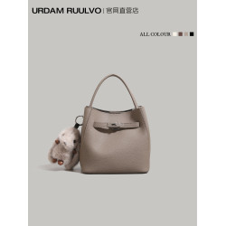 UR輕奢軟皮水桶包女式2025新款荔枝紋手提包高級感單肩百搭斜後後背包