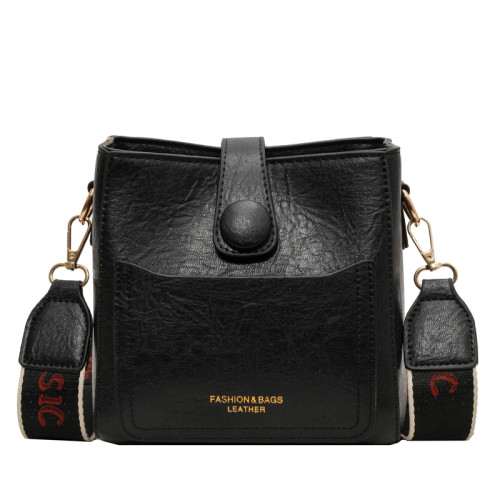 小衆韓版復古春夏百搭通勤寬肩帶斜後後背包包女2026新款高級感水桶包