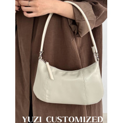 嶼之之之 2025秋冬新磨砂牛皮法式月牙包 輕奢小資新月斜背腋下包