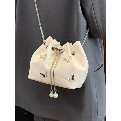 今年流行質感斜背小包包女2026超火新款時尚鏈條單肩包蝴蝶水桶包