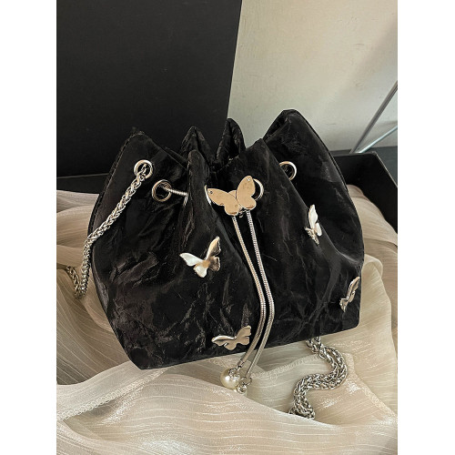 今年流行質感斜背小包包女2026超火新款時尚鏈條單肩包蝴蝶水桶包