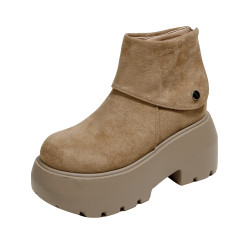 真皮12cm內增高馬丁靴女2026新款百搭透氣小個子厚底瘦瘦靴機車靴