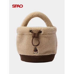 【WOODIE系列】SPAO韓國同款26年春季新品毛絨小熊刺綉包包