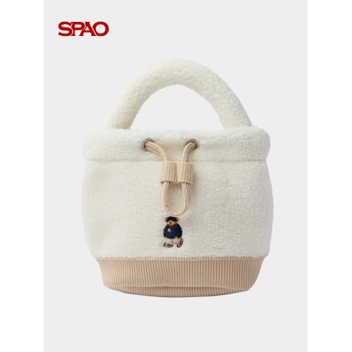 【WOODIE系列】SPAO韓國同款26年春季新品毛絨小熊刺綉包包